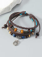 Layered Beaded Leather Bracelet