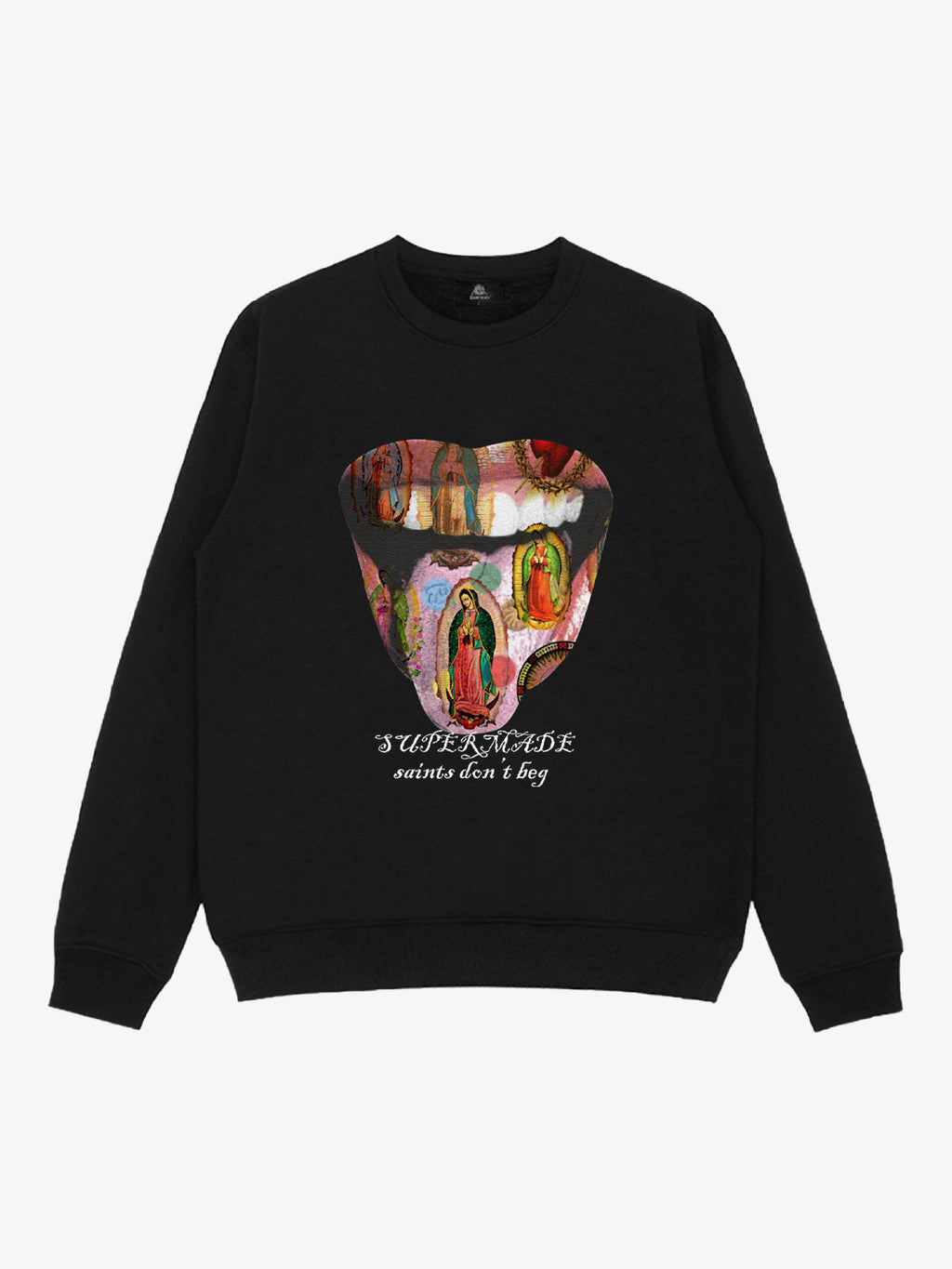 Retro Mouth Design Print Crew Neck Sweatshirt