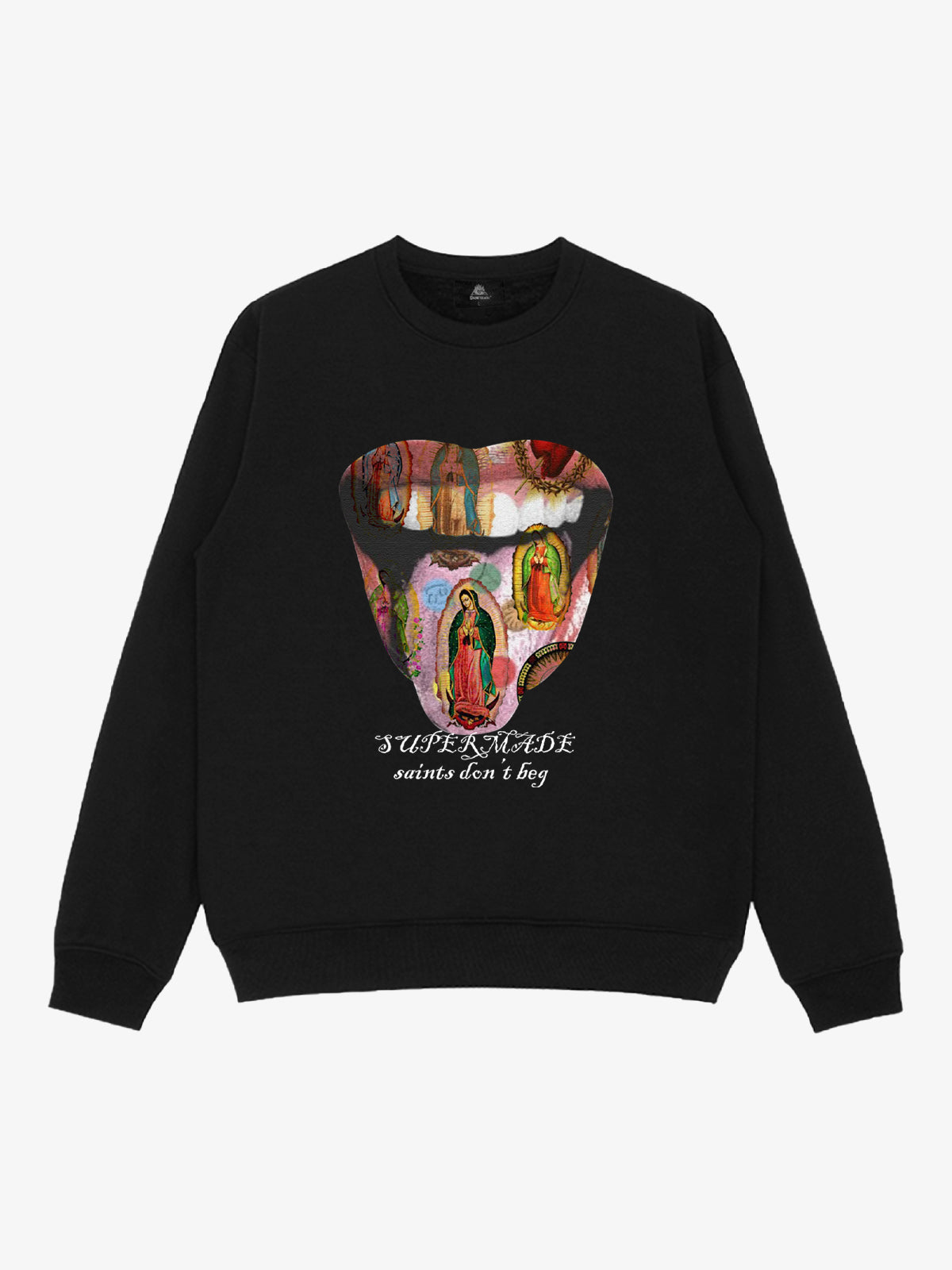 Retro Mouth Design Print Crew Neck Sweatshirt
