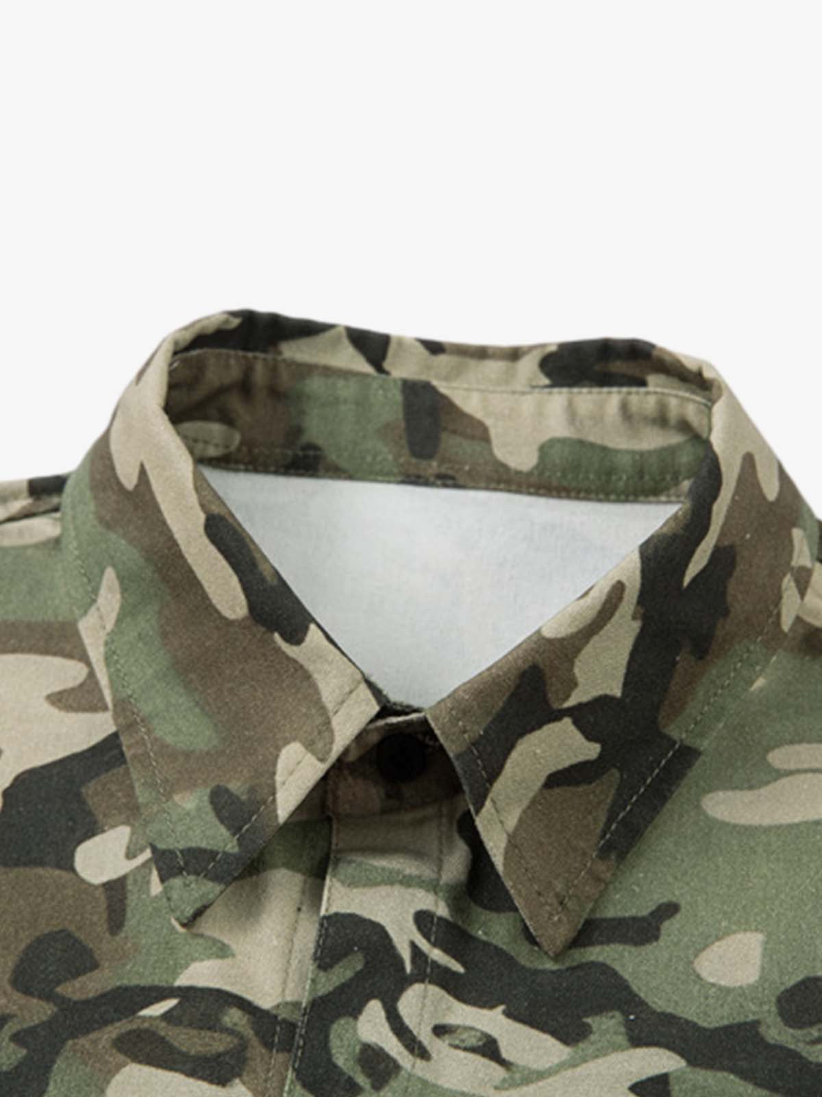 Camouflage Leopard Patchwork Layered Shirt