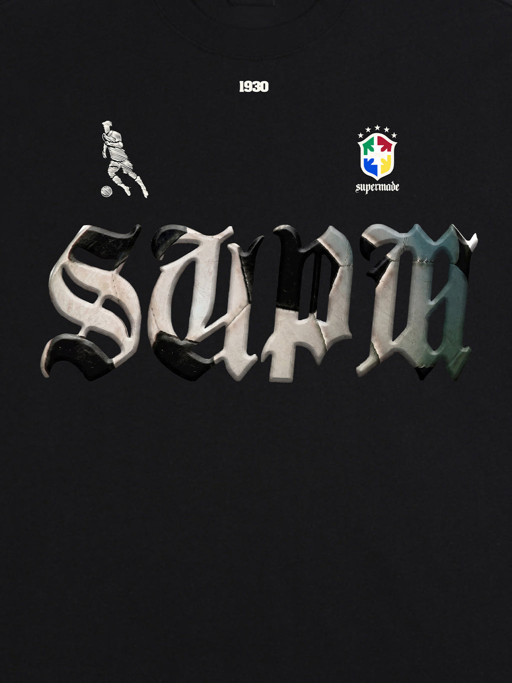 Gothic "SUPM" Soccer Graphic T-Shirt