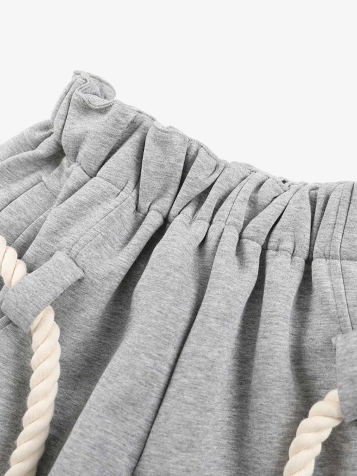 Decorative Rope Detail Wide Leg Sweatpants