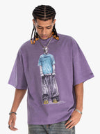 Vintage Washed Skeleton Graphic Oversized T-Shirt