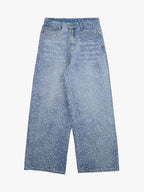 Theprecipice Ink Splashed Hotfix Rhinestone Baggy Jeans - 2306