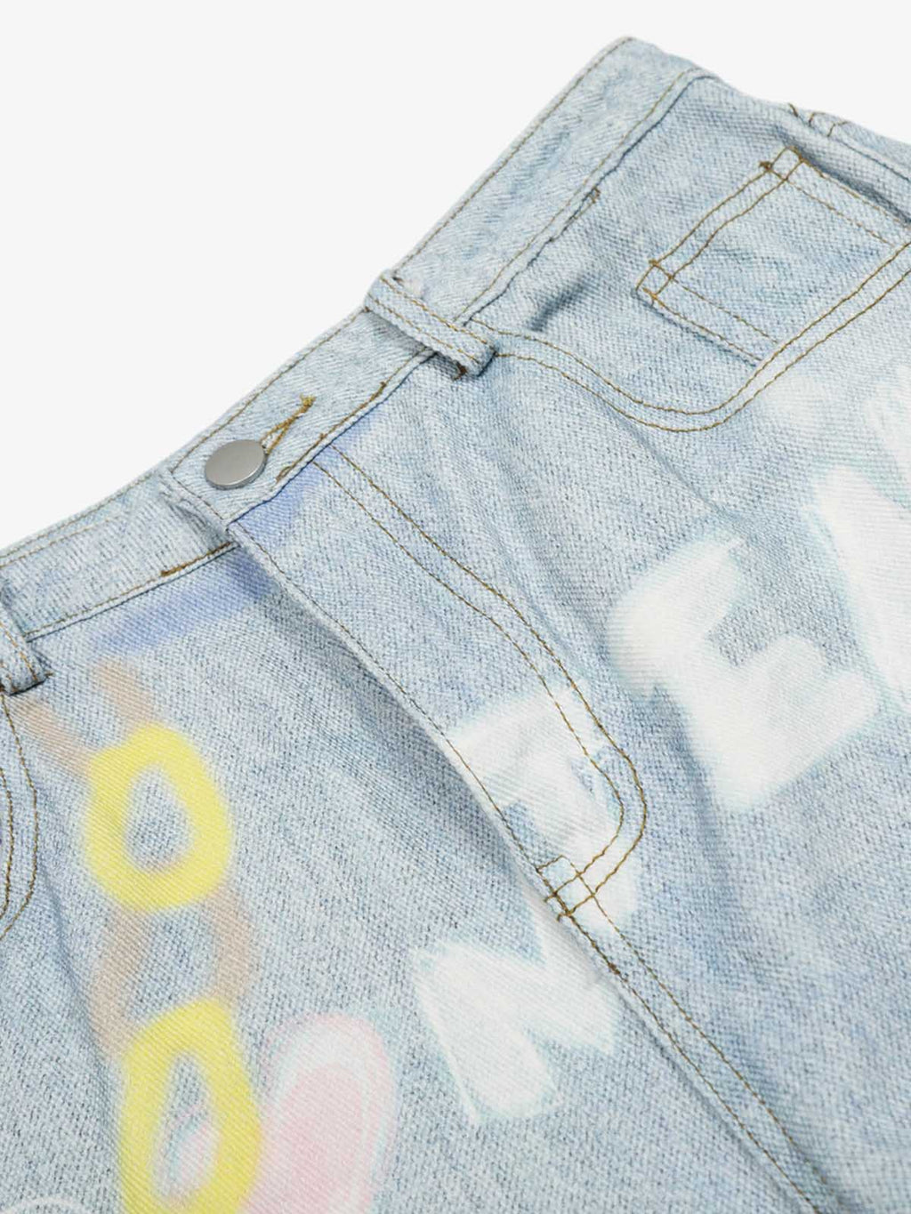 Retro Spray Graffiti Fun Straight Jeans - 2448