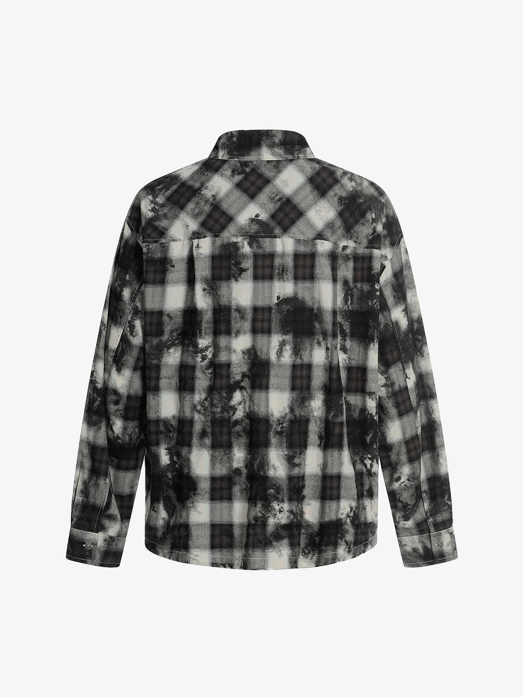 Vintage Wash Plaid Spray Dye Raw Hem Shirt