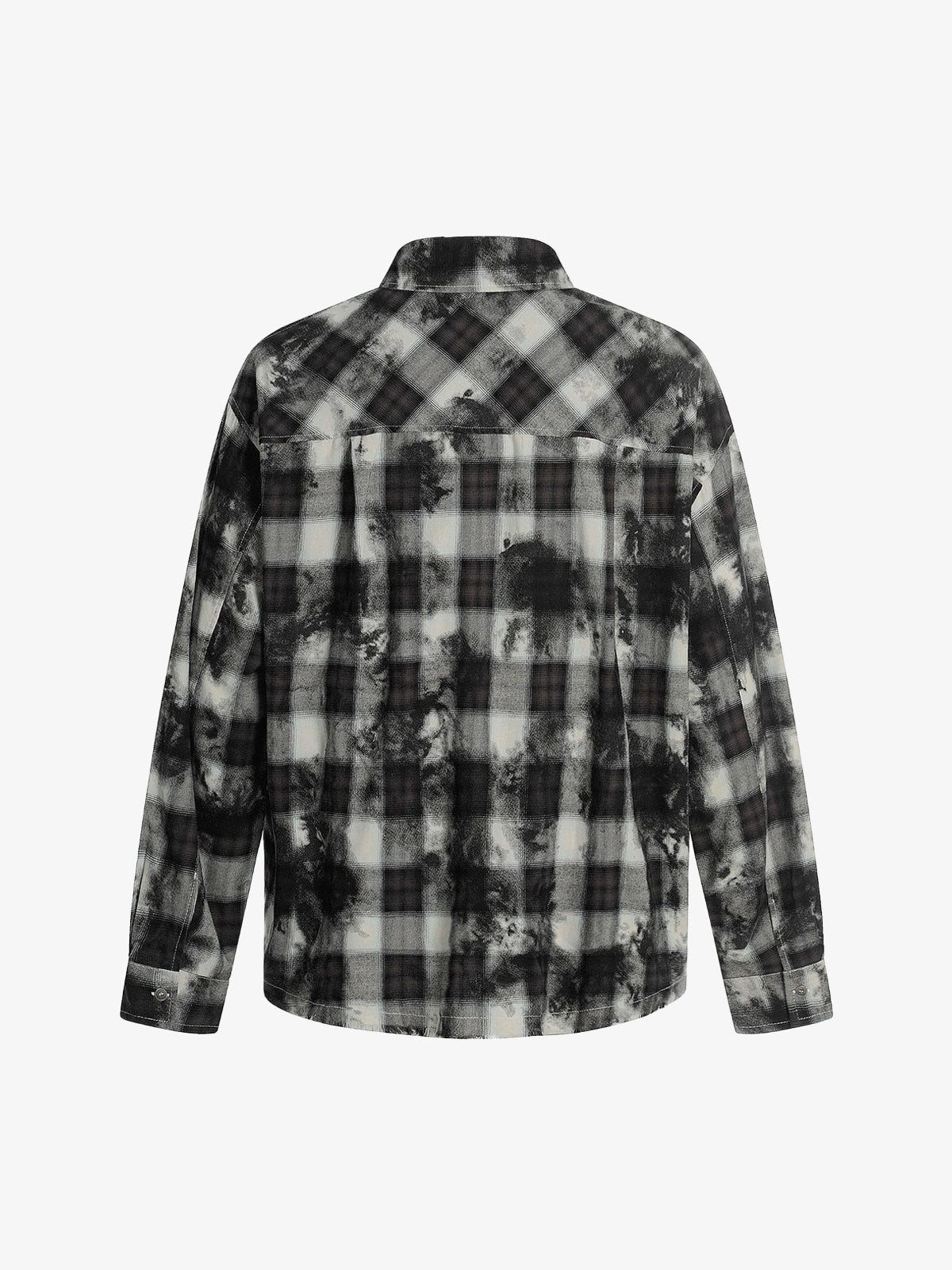 Vintage Wash Plaid Spray Dye Raw Hem Shirt