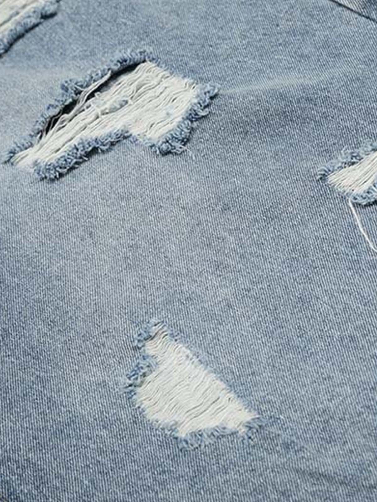 Distressed Light Wash Denim Jorts