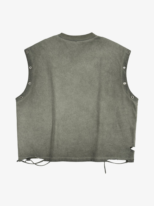 Distressed "SUPM.CO" Soccer Graphic Sleeveless T-Shirt