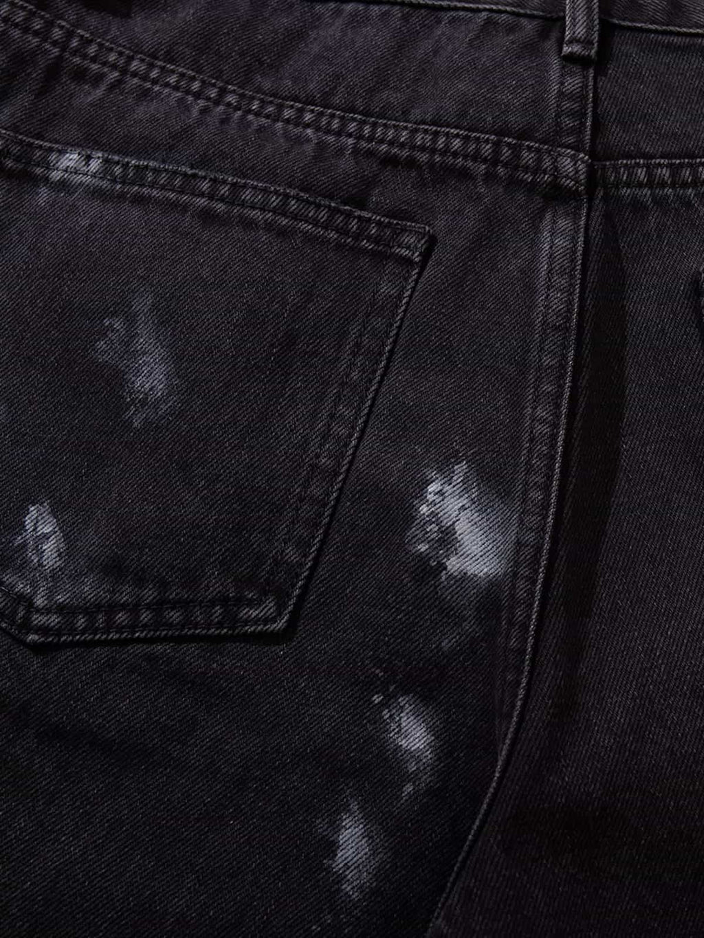 Retro Rhinestone Graffiti Washed Straight Jeans
