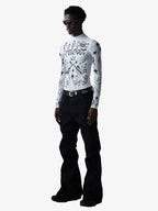 Punk Graphic Mesh Long Sleeve Top