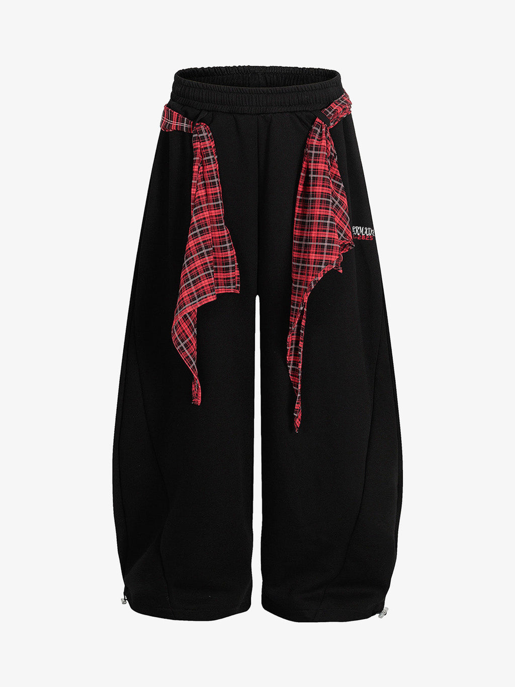 Street Detachable Plaid Waistband Machete Casual Pants