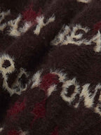 Burning Letter Jacquard Fuzzy Mohair Knit Sweater