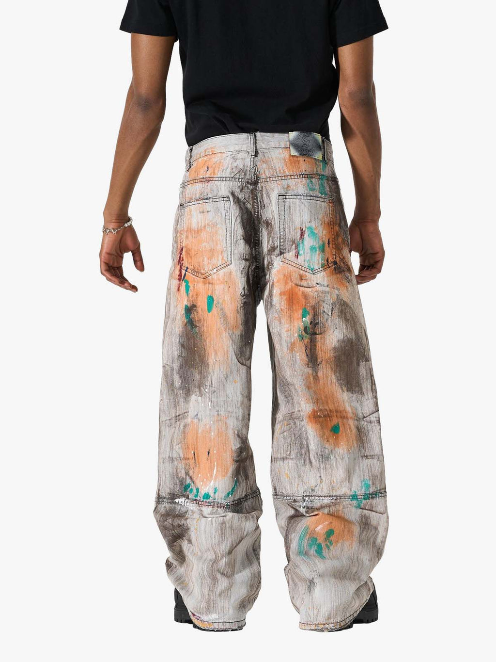 Abstrac Paint-Splattered Panel Jeans