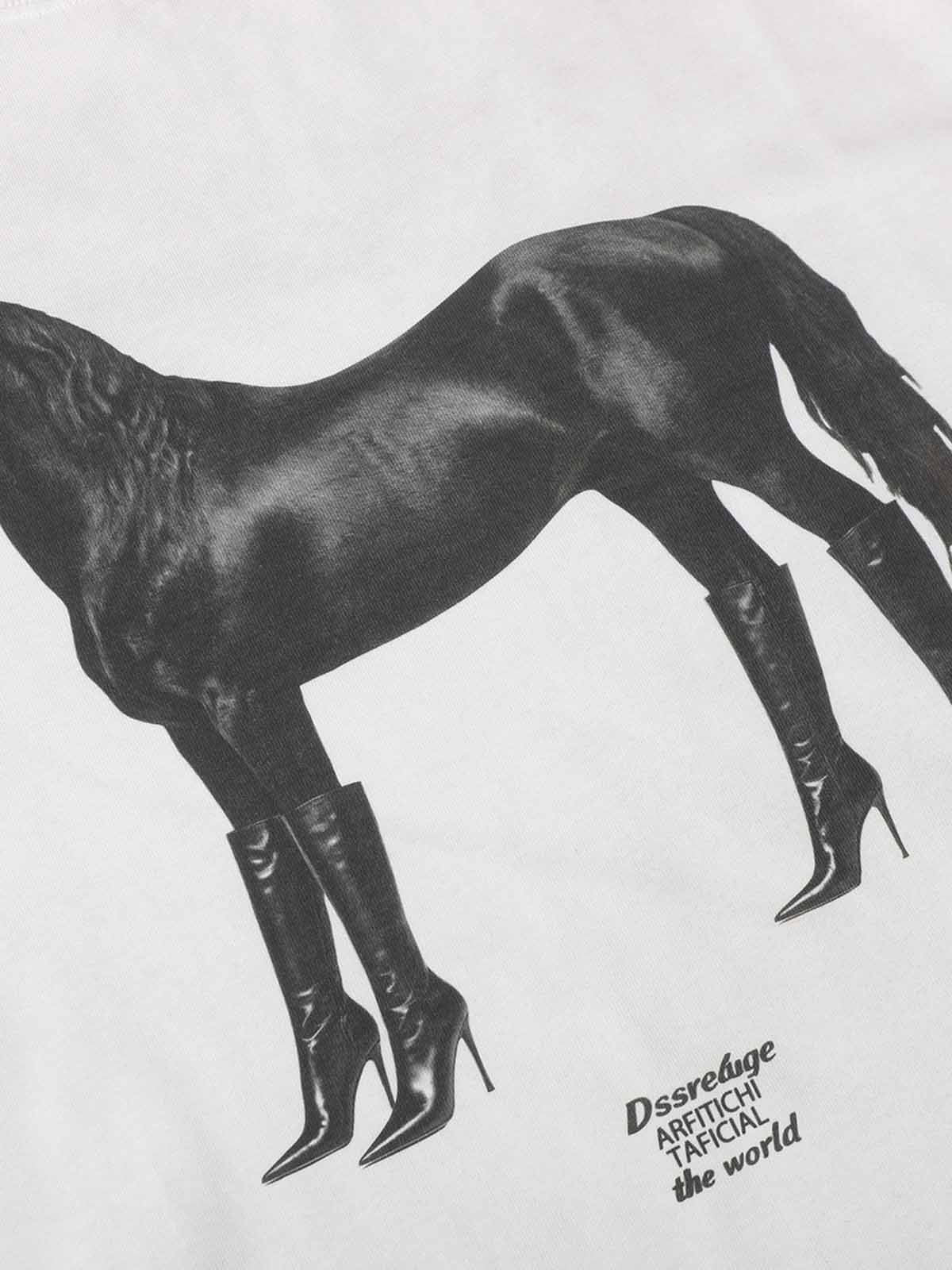 Layered Leopard Horse Graphic Long Sleeve T-Shirt