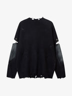 Vintage Spray-Painted Cross Hole Knit Sweater