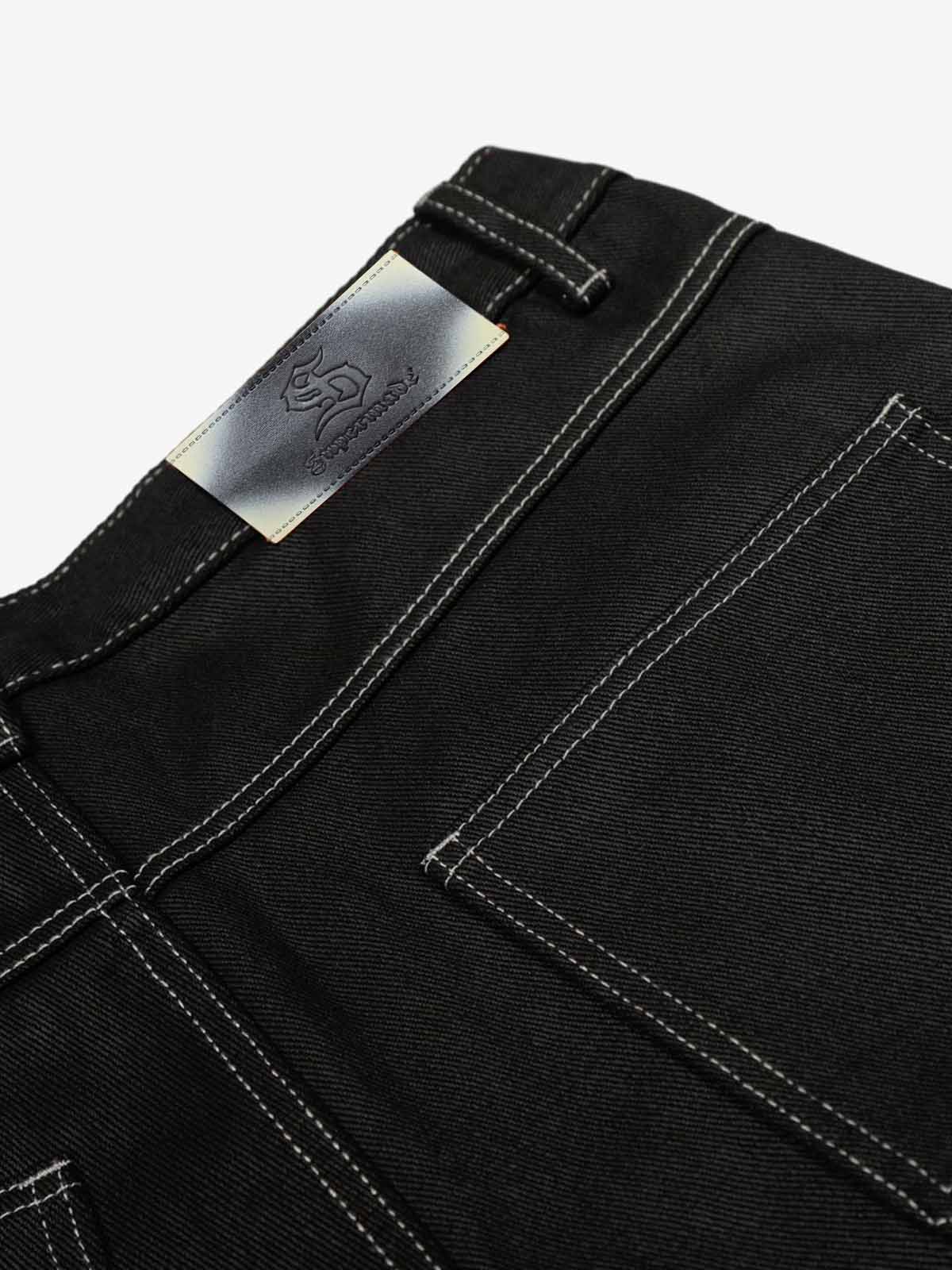 Contrast Stitch High-Waist Wide-Leg Barrel Jeans