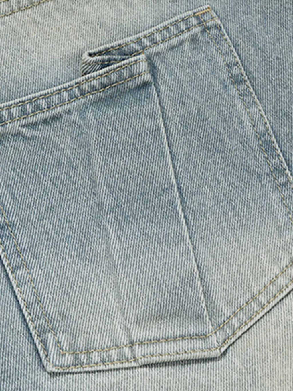 Layered Waist Vintage Washed Wide Leg Jeans
