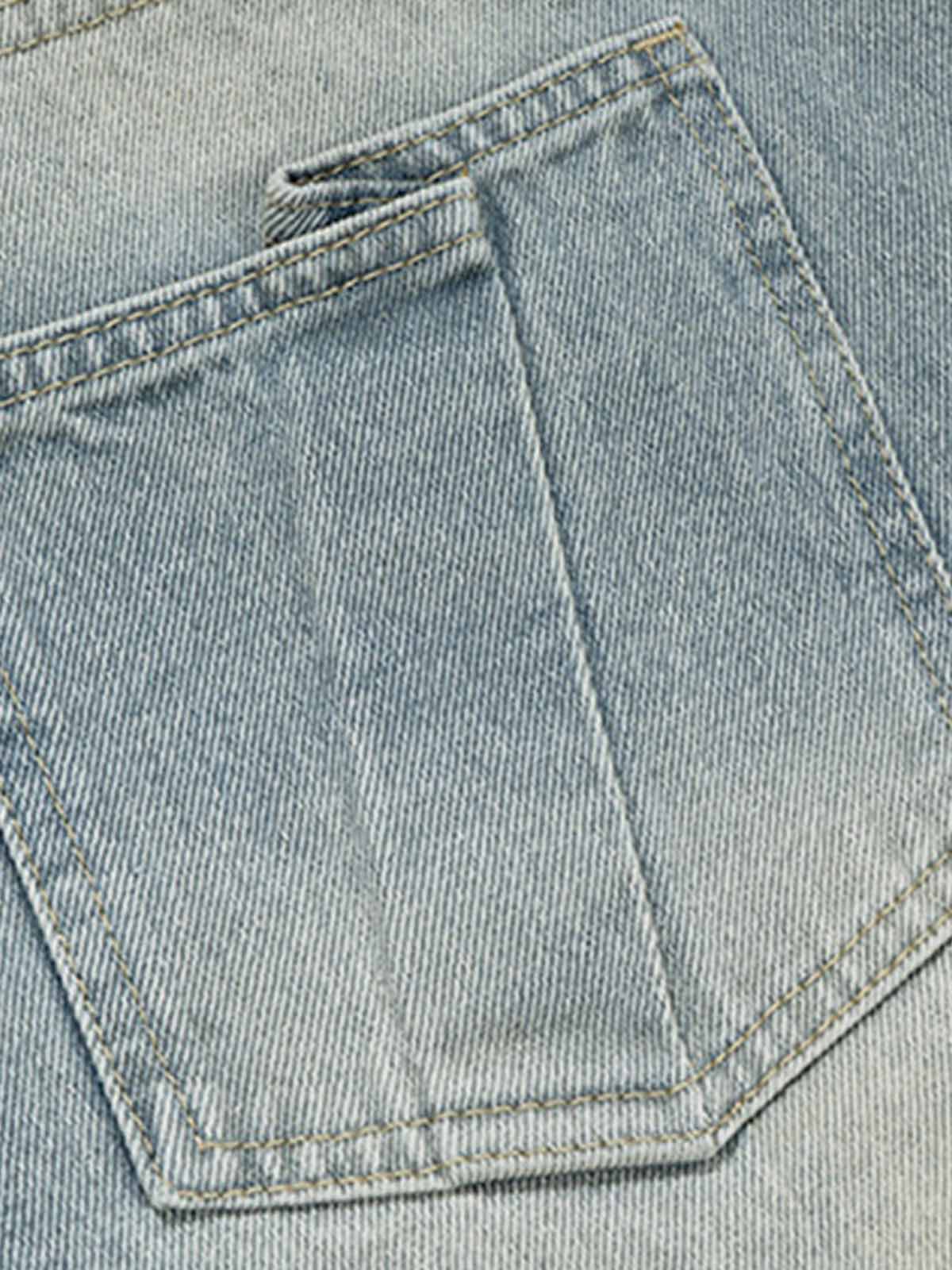 Layered Waist Vintage Washed Wide Leg Jeans
