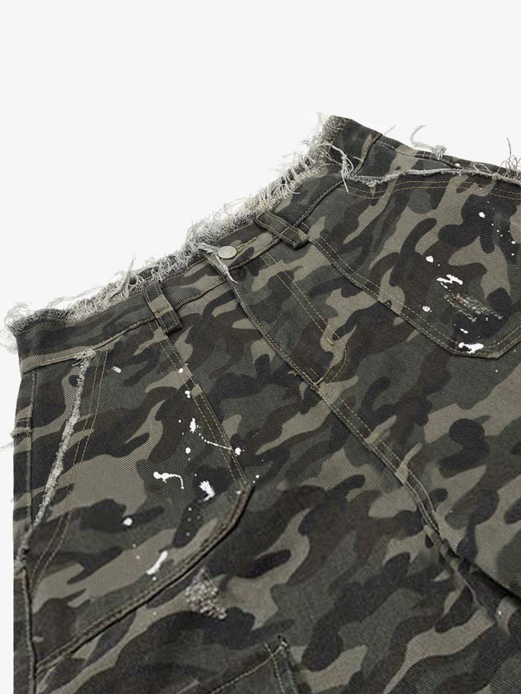 Distressed Camo Multi-Pocket Straight-Leg Jorts - 2611