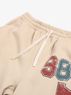 Retro Color-Block Letter Print Baggy Pants