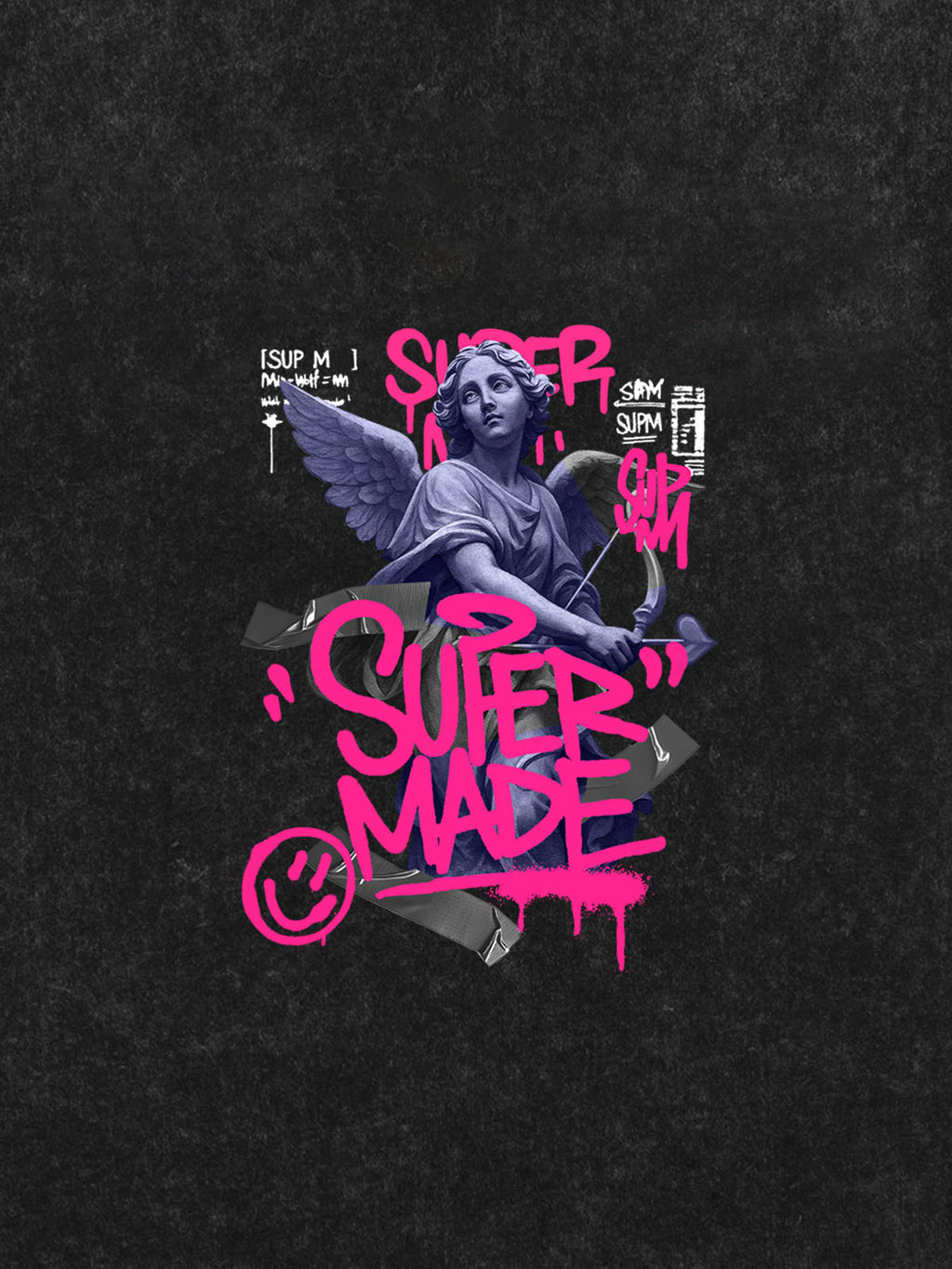 Street Pink Lucky Angel Graphic Design T-Shirt