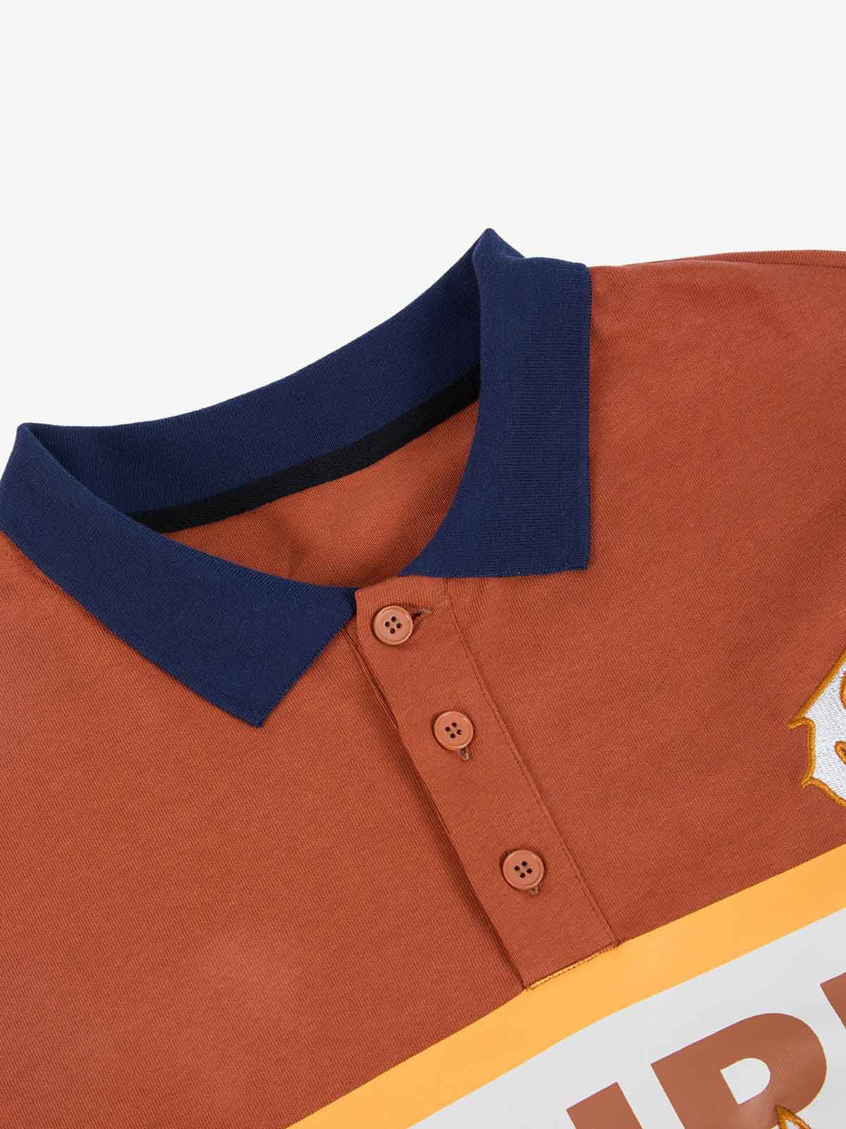 Gothic Number Stripe Rugby Collar Sweatshirt