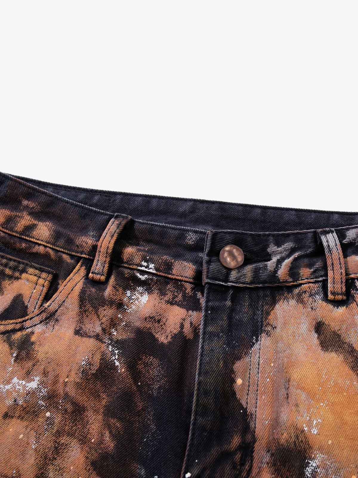 Graffiti Painted Cargo Denim Jeans