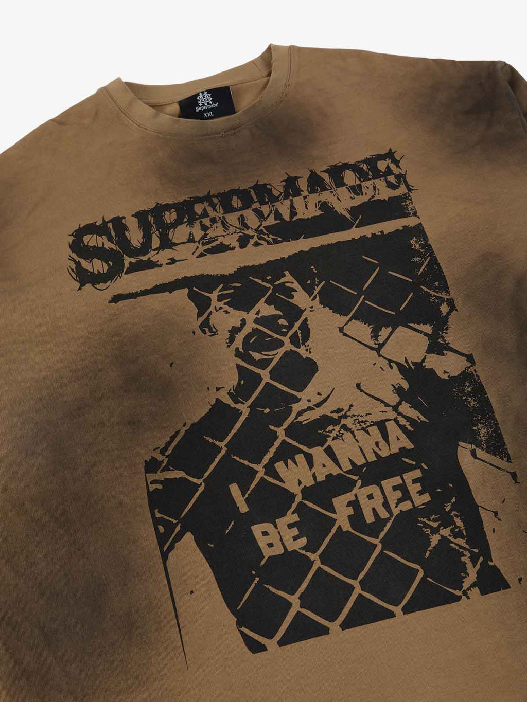 Grunge Graphic Distressed Cage Striped Long-Sleeve T-Shirt