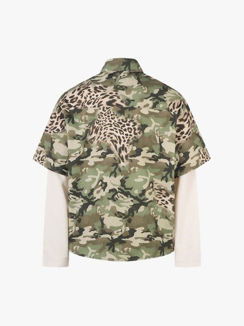 Camouflage Leopard Patchwork Layered Shirt