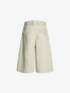 Cotton Pleated Wide Leg Jorts