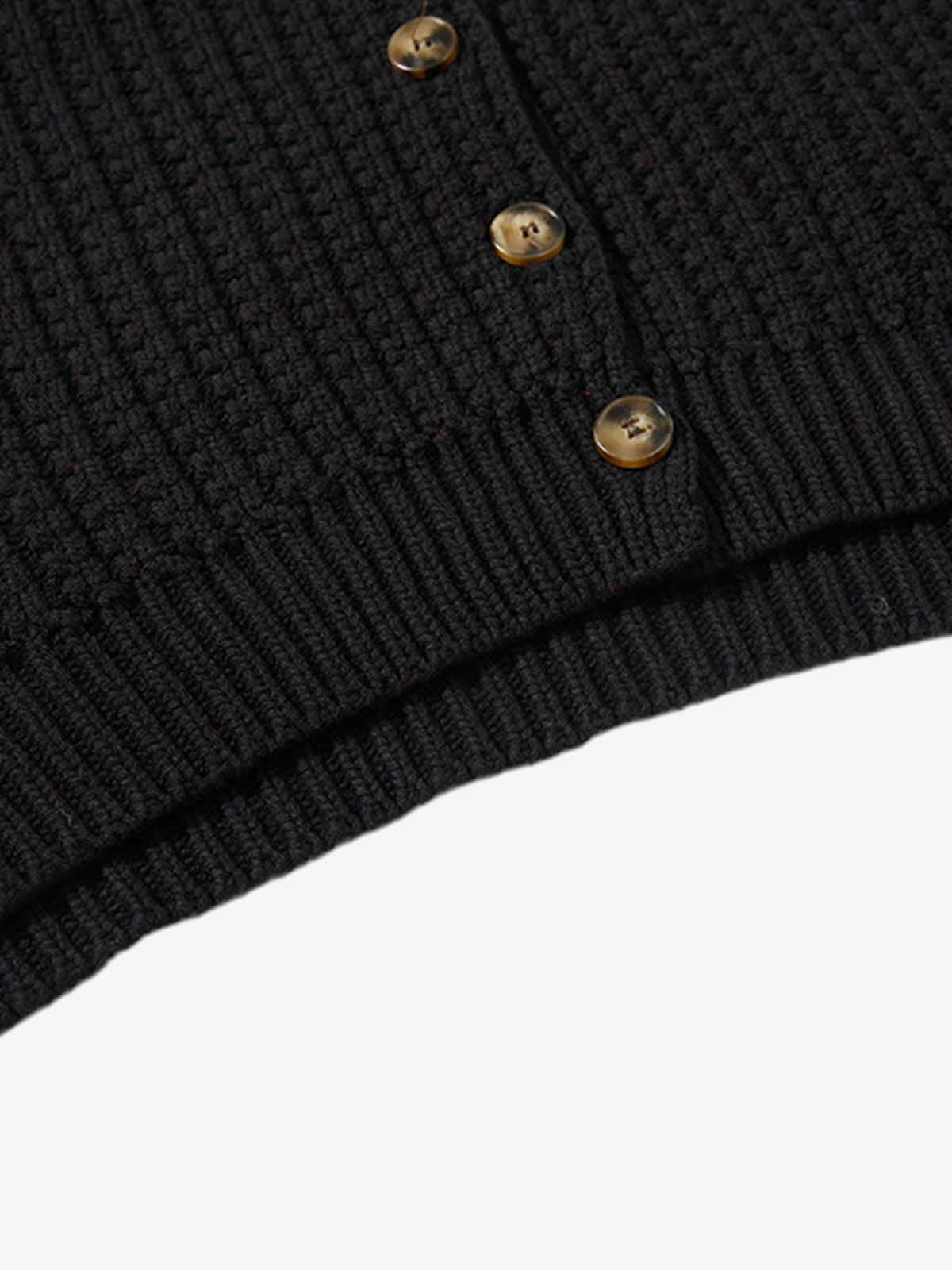 Retro Cable Knit Button-Up Collared Cardigan Sweater