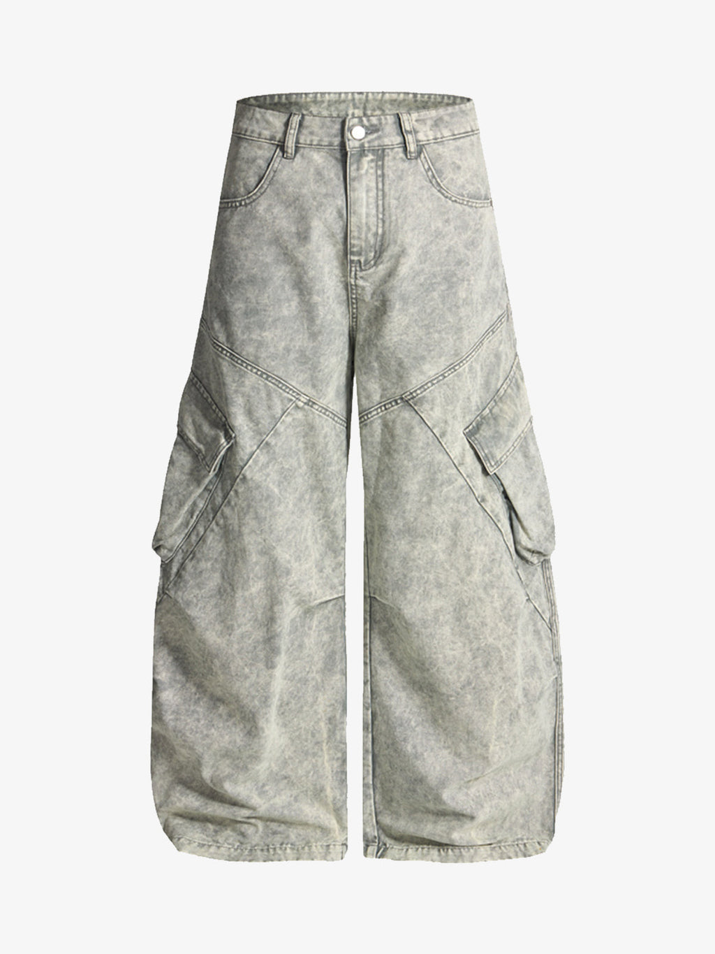 Vintage Washed Multi-Pocket Barrel Jeans