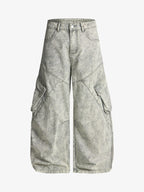 Vintage Washed Multi-Pocket Barrel Jeans