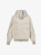 Retro Asymmetric Zip Up Deconstructed Hoodie