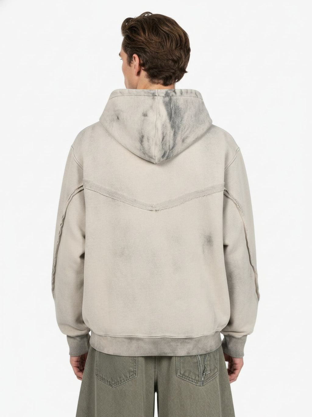 Retro Asymmetric Zip Up Deconstructed Hoodie