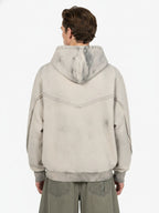 Retro Asymmetric Zip Up Deconstructed Hoodie