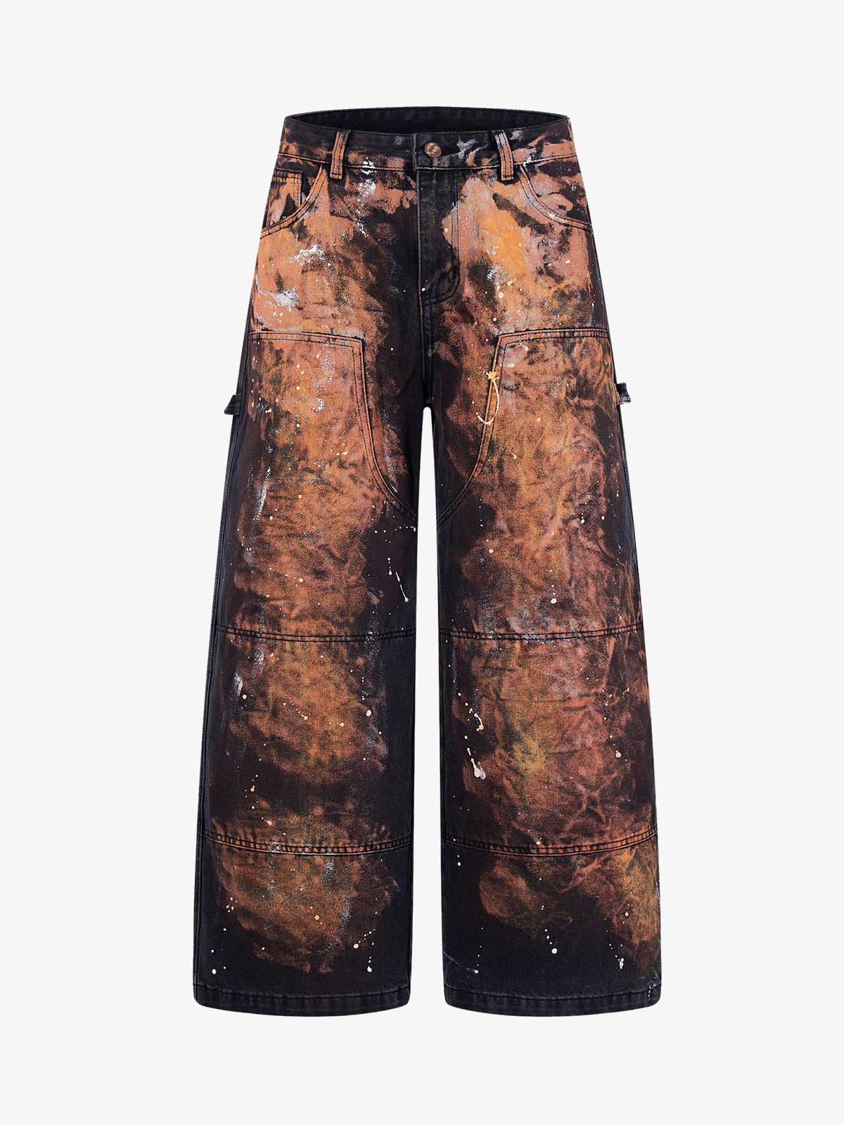 Graffiti Painted Cargo Denim Jeans
