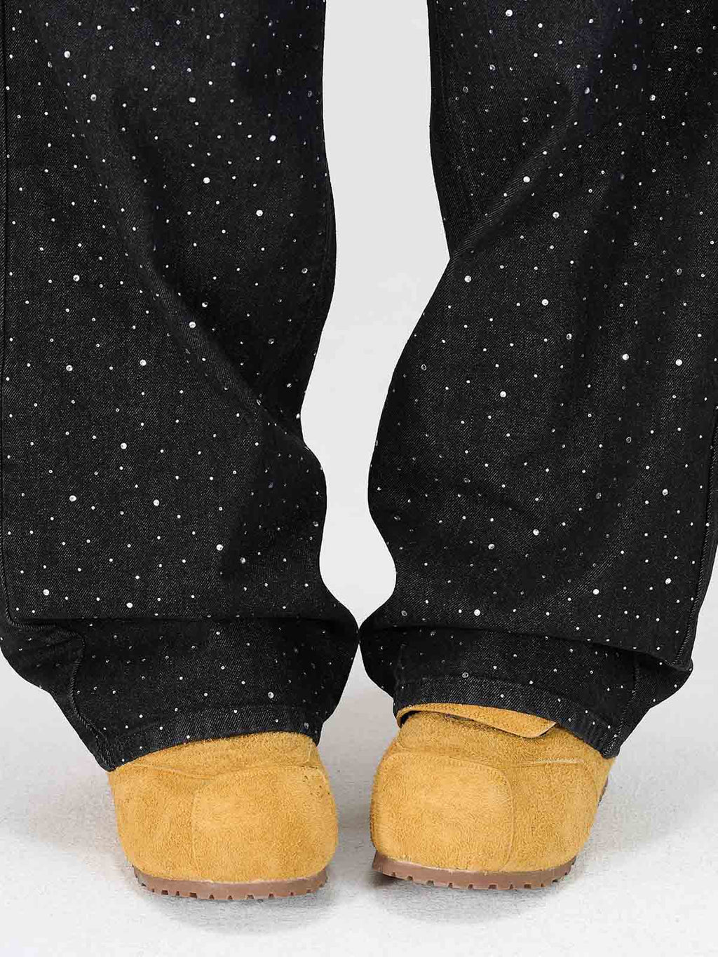 Star Rhinestone Embellished Baggy Jeans