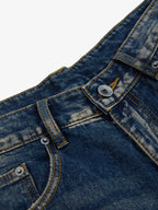 Distressed Cross Patchwork Washed Baggy Jeans
