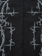 Street Gothic PU Leather Collar With Thorn Print Jacket