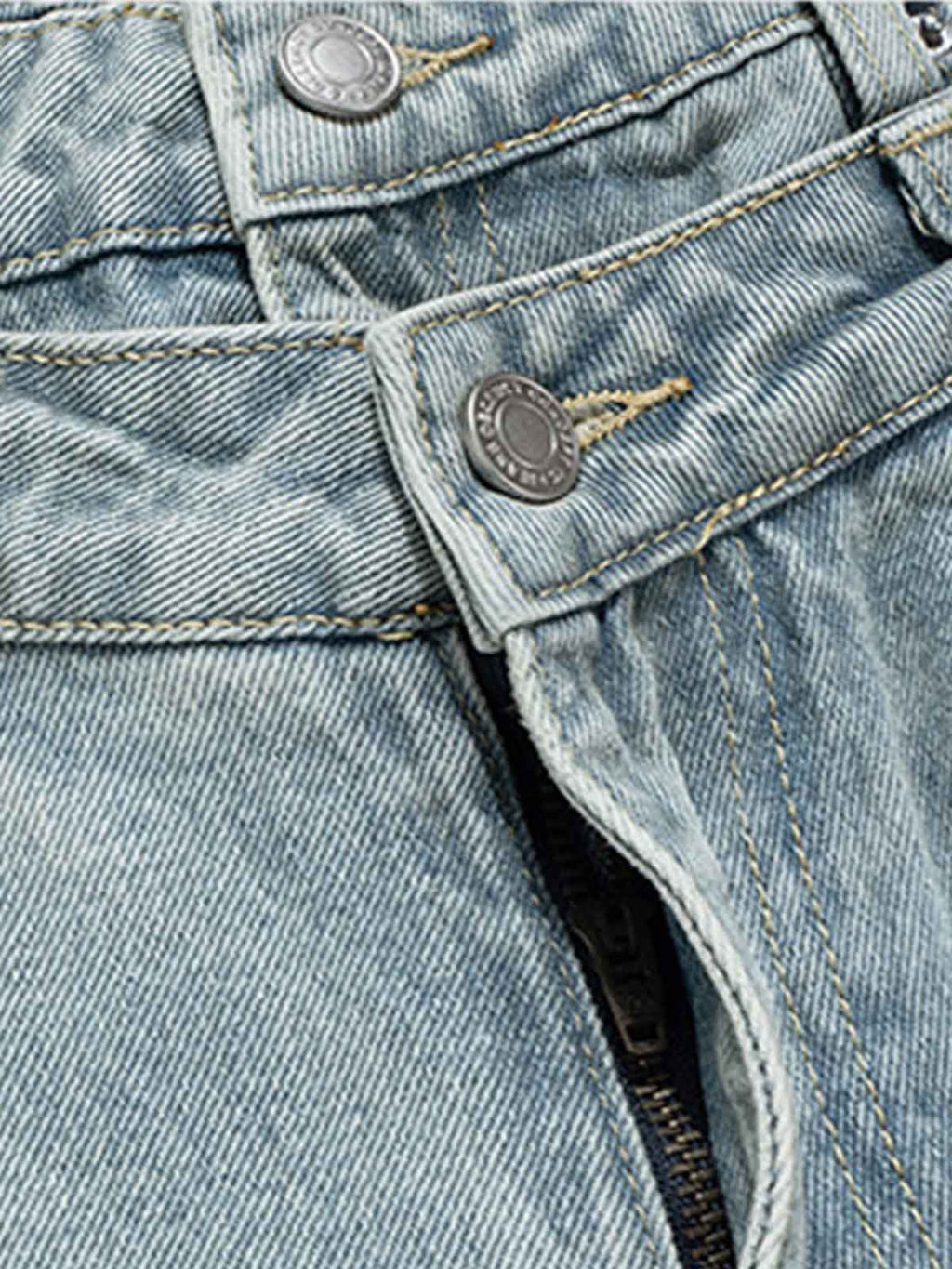 Layered Waist Vintage Washed Wide Leg Jeans