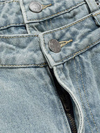 Layered Waist Vintage Washed Wide Leg Jeans