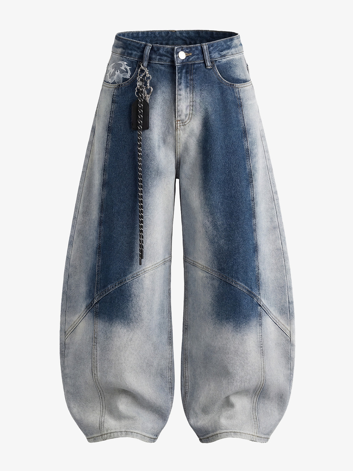 Washed Scorpion Graphic Curved Panel Pants - 2615