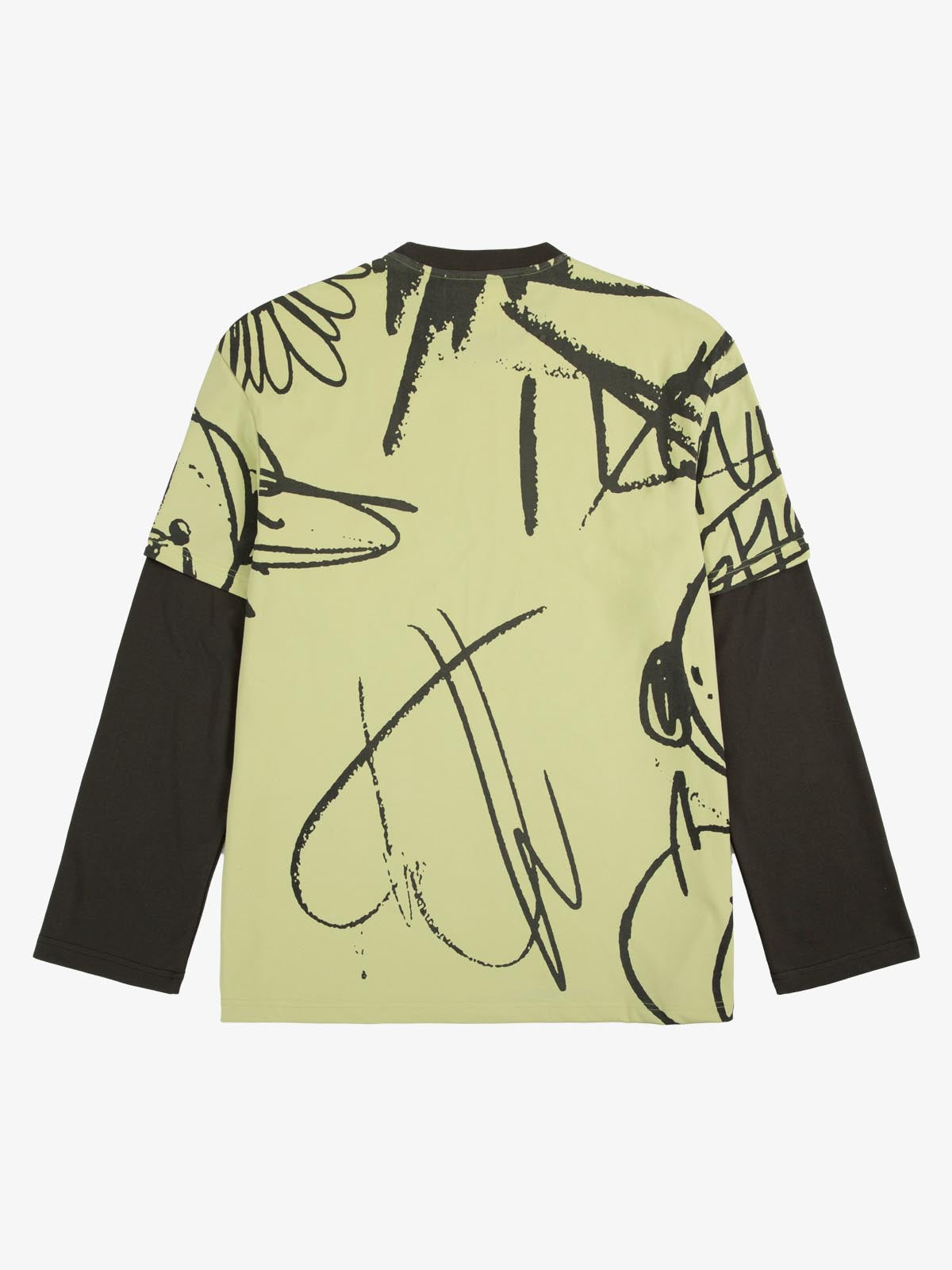 Doodle Graphic Layered Sleeve T Shirt