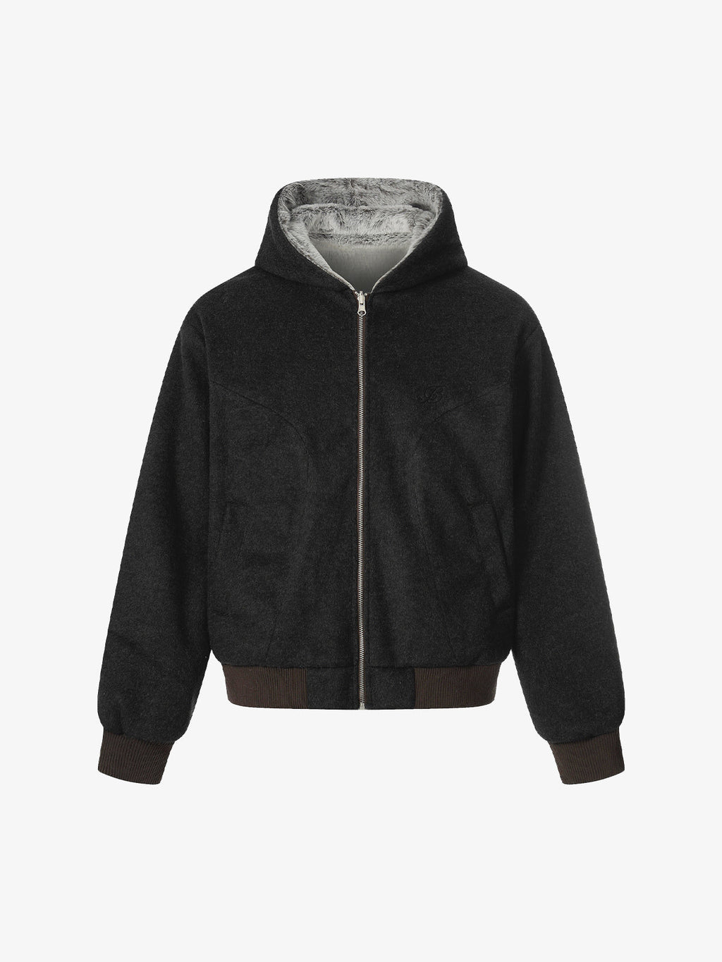 Retro Reversible Fleece Lined Zip-up Hooded Jacket