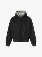Retro Reversible Fleece Lined Zip-up Hooded Jacket