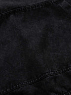 Vintage Washed Denim Metal Toggle Detail Pullover Hoodie