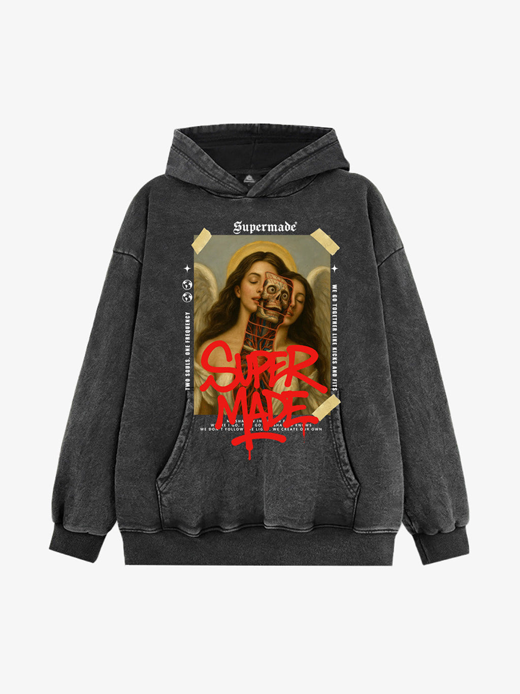 Skull And Face Two Soul Pattern Hoodie