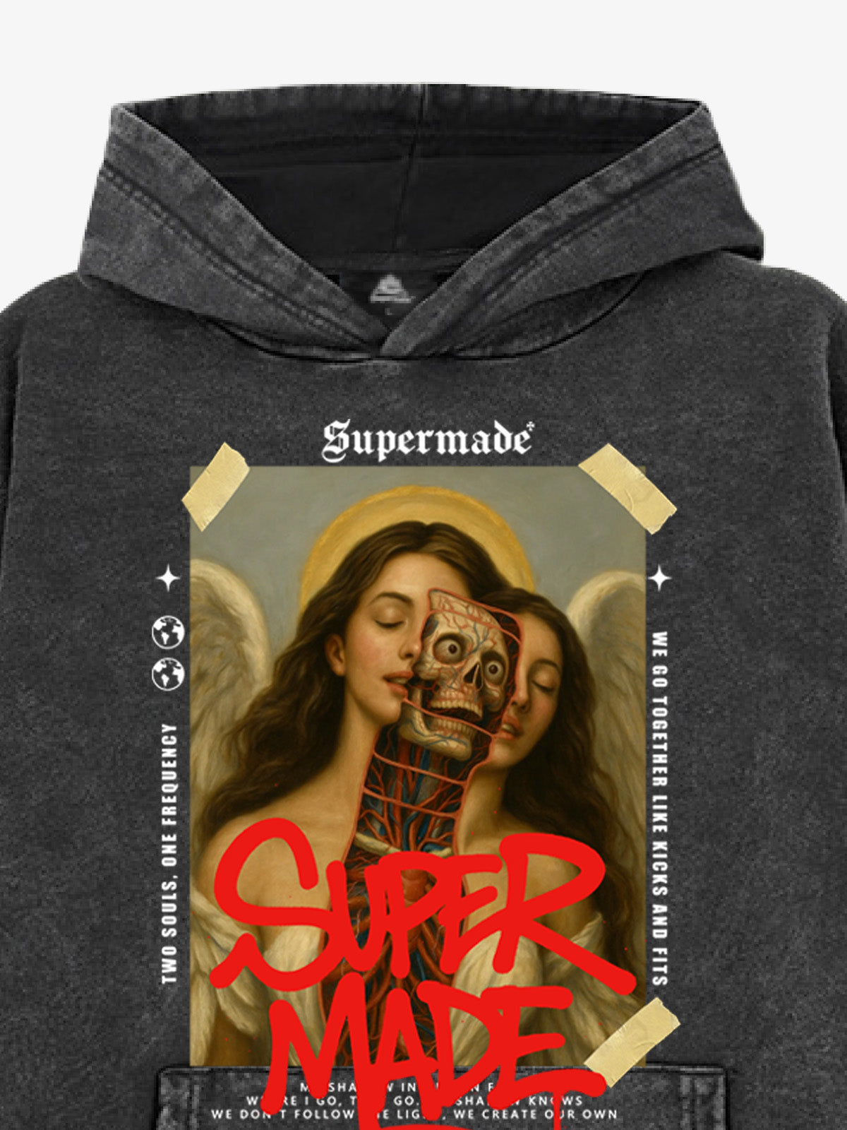 Skull And Face Two Soul Pattern Hoodie